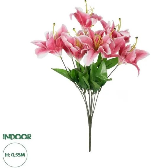 Artificial Garden PINK LILY BOUQUET 21314 Τεχνητό Διακοσμητικό Μπουκέτο Ροζ Κρίνα Y55cm Globostar-21314-Ροζ 21314