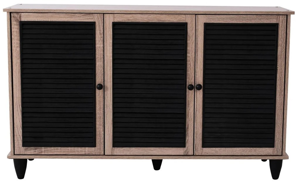 Παπουτσοθήκη MCKENNA Ξύλινη με 3 πόρτες Sonama - Μαύρο 112x30x68,5Υ εκ. 112x30x68.5 εκ.