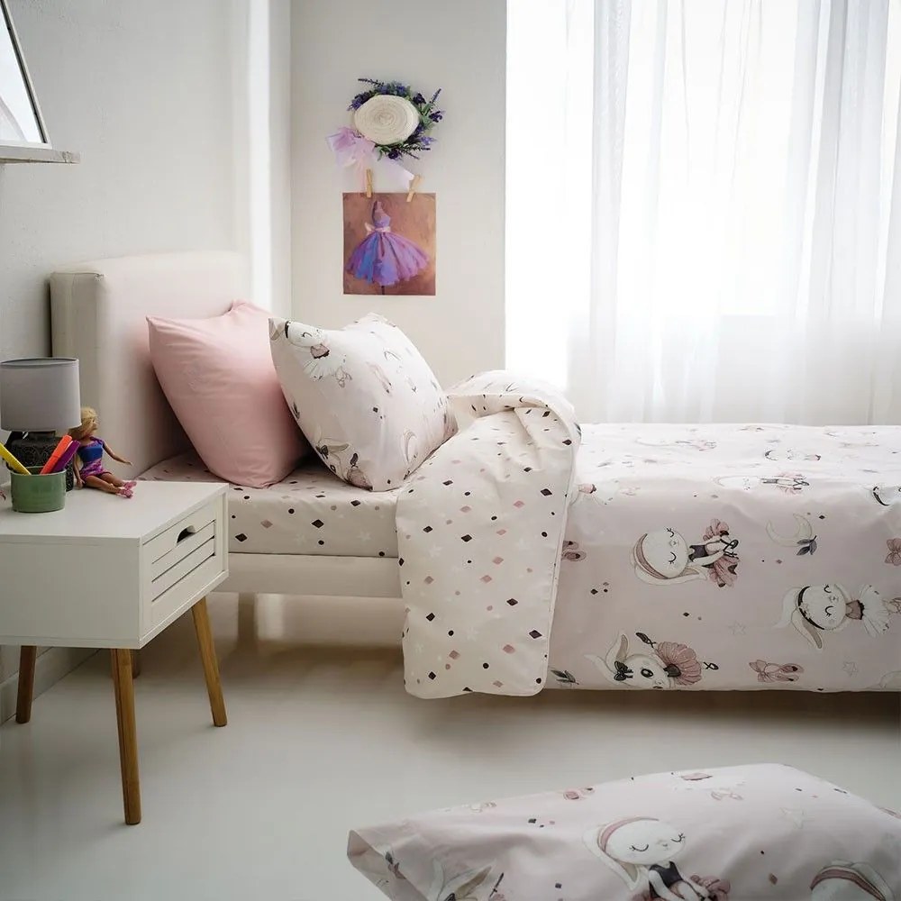 Σεντόνια Παιδικά Ballerina (Σετ 3τμχ) Pink Vesta Home Single 170x260cm 100% Βαμβάκι