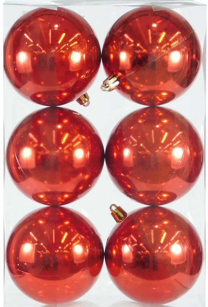 Set/6 τεμ Χριστουγεννιάτικες Μπάλες Κόκκινες 8cm 237052