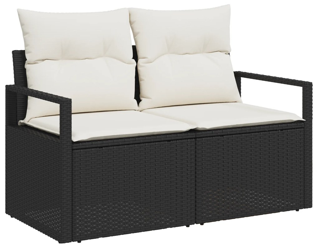 vidaXL 8 Piece Garden Sofa Set with Cushions Black Poly Rattan Acacia