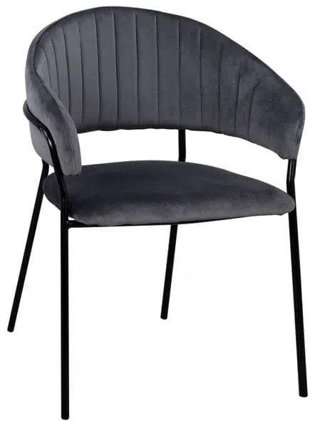 Πολυθρόνα Theodore HM8520.01 Grey 55x50x82Υ εκ. Σετ 2τμχ Velvet, Metal