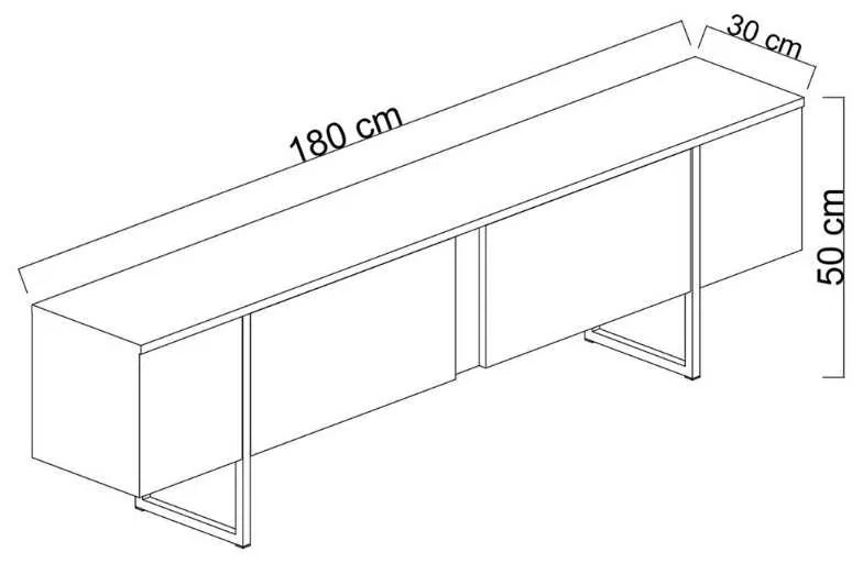 Έπιπλο τηλεόρασης Luxe Megapap χρώμα καρυδί - χρυσό 180x30x50εκ.