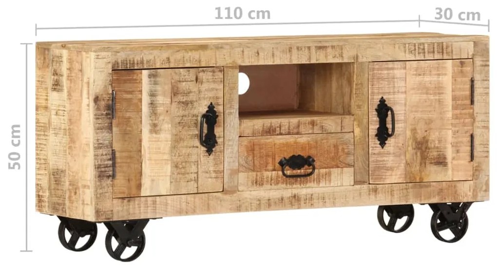 vidaXL Έπιπλο Τηλεόρασης 110 x 30 x 50 εκ. από Ακατέργαστο Ξύλο Μάνγκο