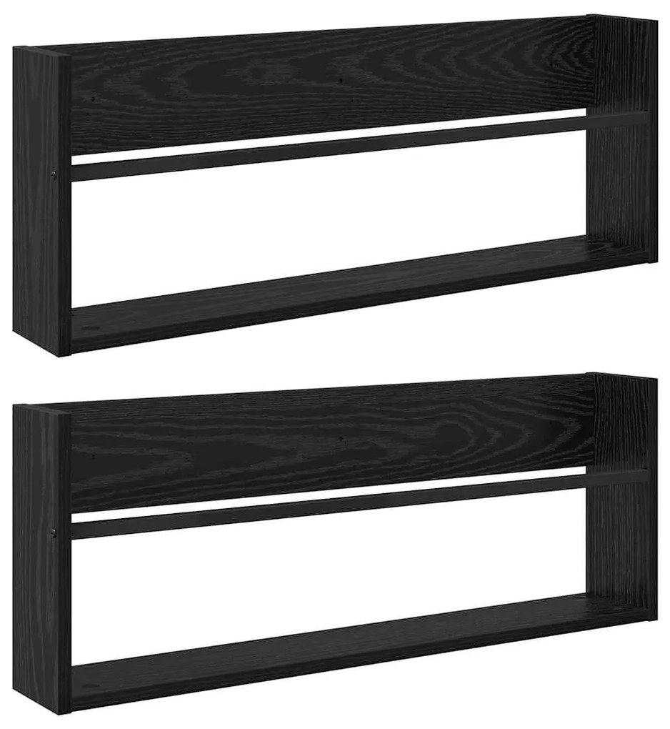 vidaXL Ράφι Περιοδικών με ράφι 2 pcs Μαύρη Οξυά 80 x 12 x 30 εκ