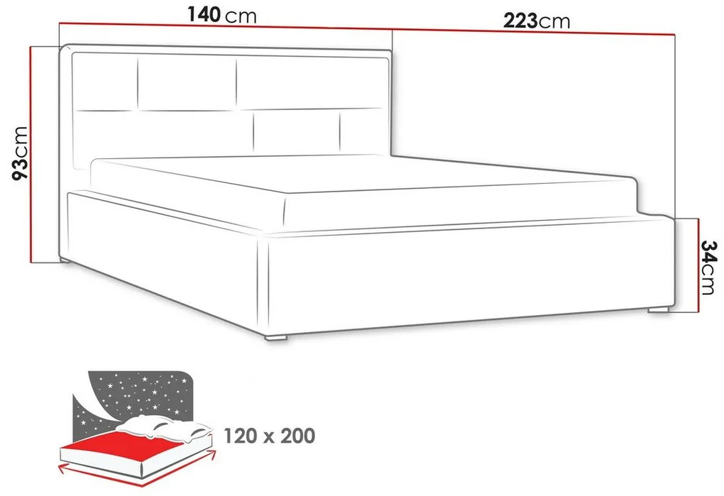 Κρεβάτι Pomona 104, Μονόκλινο, Τυρκουάζ, 120x200, Ταπισερί, Τάβλες για Κρεβάτι, 140x223x93cm, 75 kg | Epipla1.gr