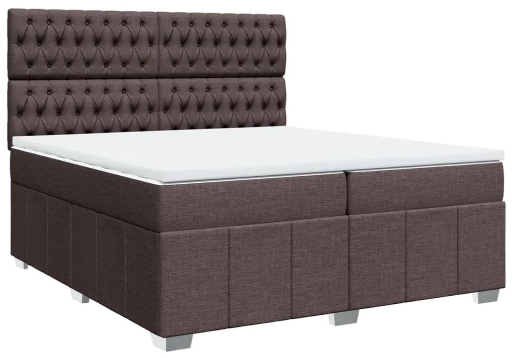 vidaXL Κρεβάτι Boxspring με Στρώμα Σκούρο Καφέ 200x200 εκ. Υφασμάτινο