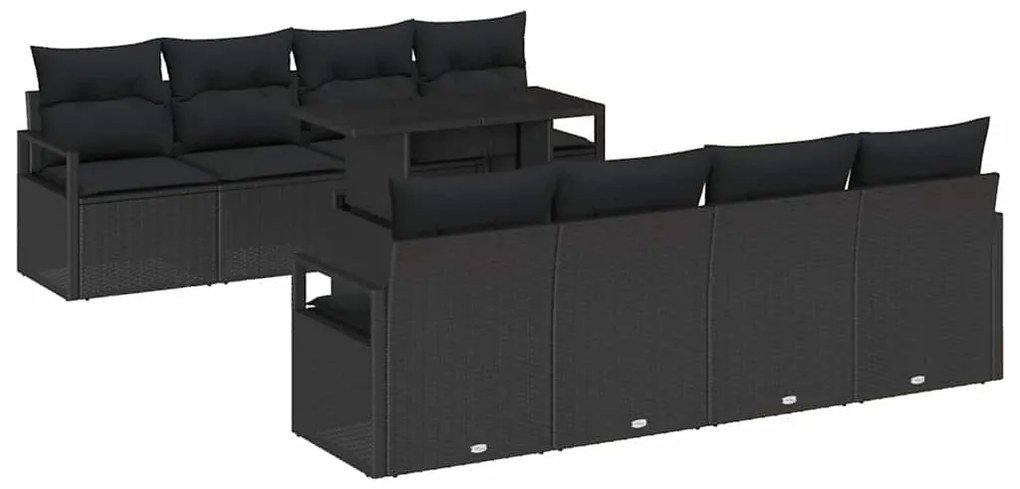 vidaXL Σετ Καναπέ Κήπου με μαξιλάρι 7 pcs Μαύρο 100 x 55 x 73 εκ