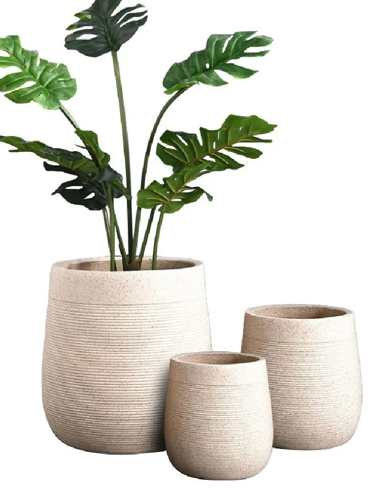 Κασπώ Σετ 3τμχ Fiberclay Μπεζ ESPIEL 45x45εκ.-32,5x32,5εκ.-23x23εκ. LOF118