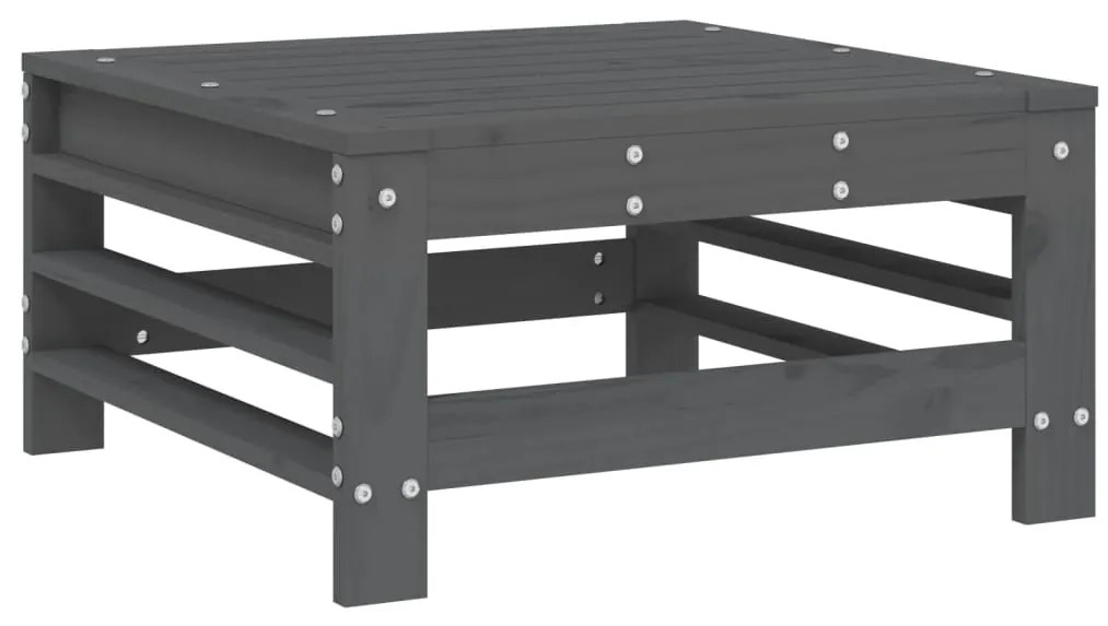 vidaXL Υποπόδια Κήπου με Μαξιλάρια 2 τεμ. Γκρι από Μασίφ Ξύλο Πεύκου