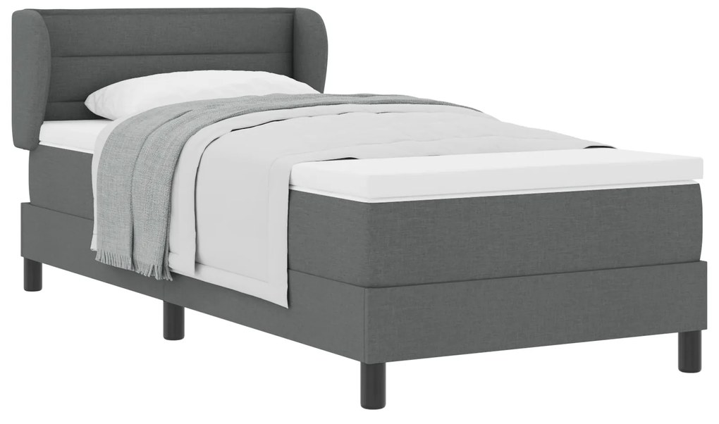 vidaXL Κρεβάτι Box Spring με Στρώμα - Σκούρο Γκρι, 90x190 εκ., Υφασμάτινο