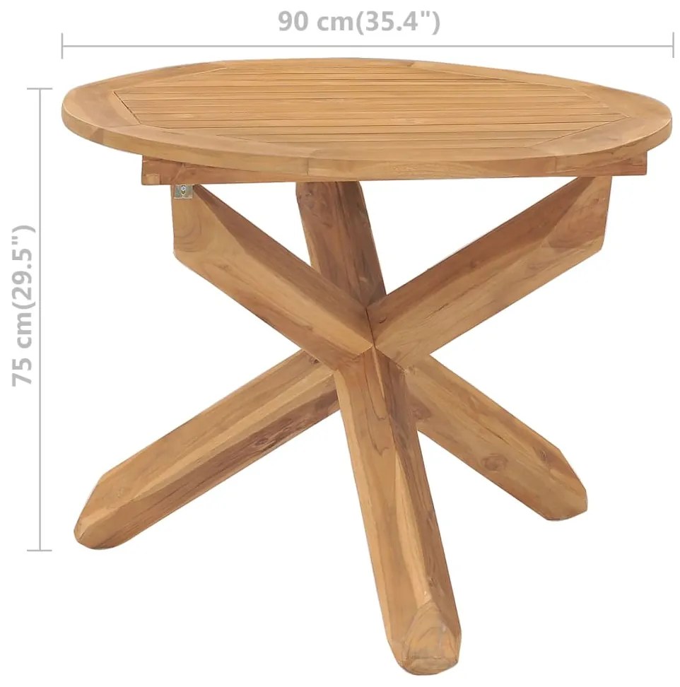 vidaXL Τραπεζαρία Κήπου Ø90 x 75 εκ. από Μασίφ Ξύλο Teak