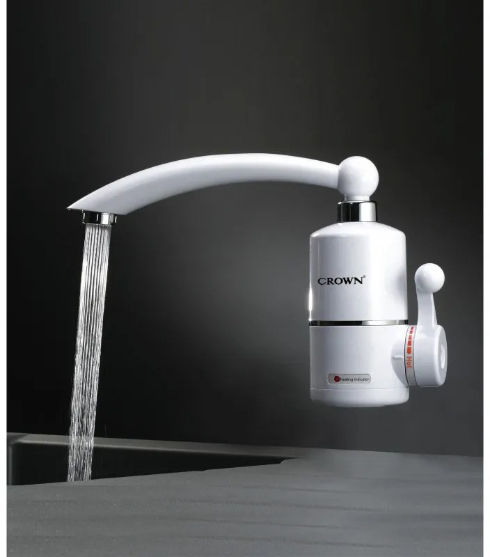 Θερμοσίφωνας Crown CIHF-3000WM, 3kW, 1.5-2 l/min, Στιγμιαία, Επίτοιχη τοποθέτηση, Έλεγχος θερμοκρασίας, Εξοικονόμηση ενέργειας, Λευκό