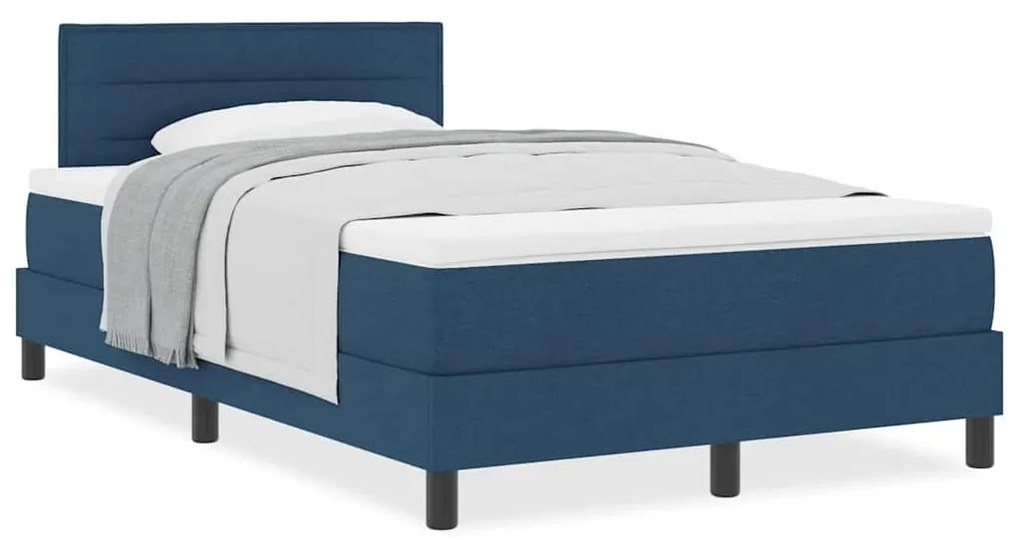 vidaXL Κρεβάτι box spring με στρώμα με στρώμα Μπλε 120 x 200 cm ύφασμα