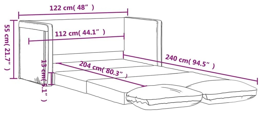 Καναπές-Κρεβάτι Δαπέδου 2 σε 1 Πράσινος 122x204x55 εκ. Βελούδο - Πράσινο