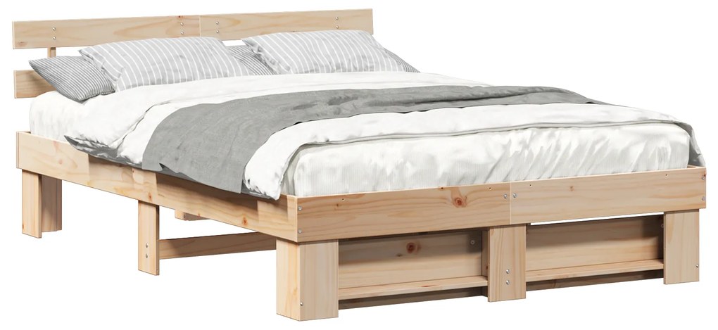 vidaXL Σκελετός Κρεβατιού Καφέ 140 x 200 cm Μασίφ ξύλο πεύκου