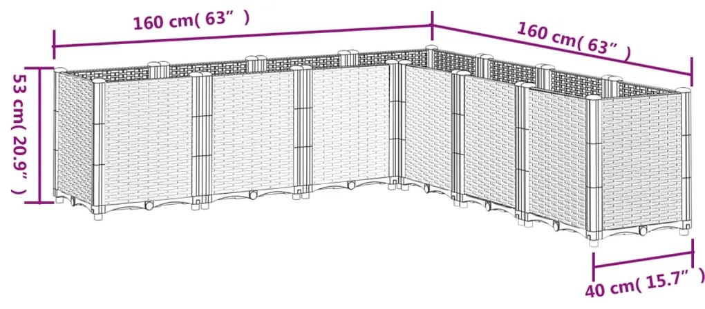 Ζαρντινιέρα Κήπου Ανοιχτό Γκρι 160x160x53 εκ. Πολυπροπυλένιο - Γκρι