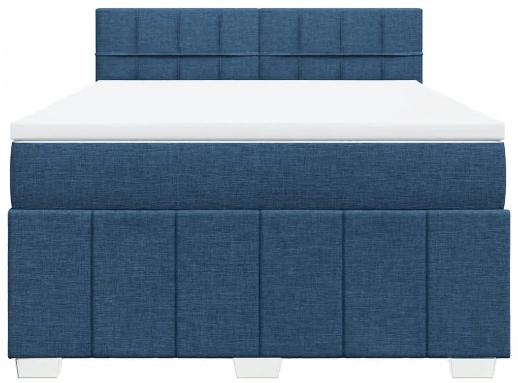 vidaXL Κρεβάτι Boxspring με Στρώμα Μπλε 160x200 εκ. Υφασμάτινο