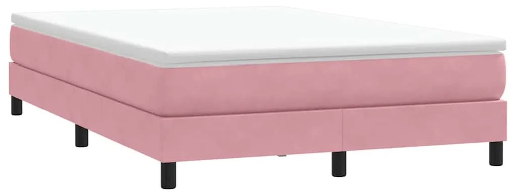 vidaXL Κρεβάτι Boxspring με Στρώμα Ροζ 160x210 εκ. Βελούδινο