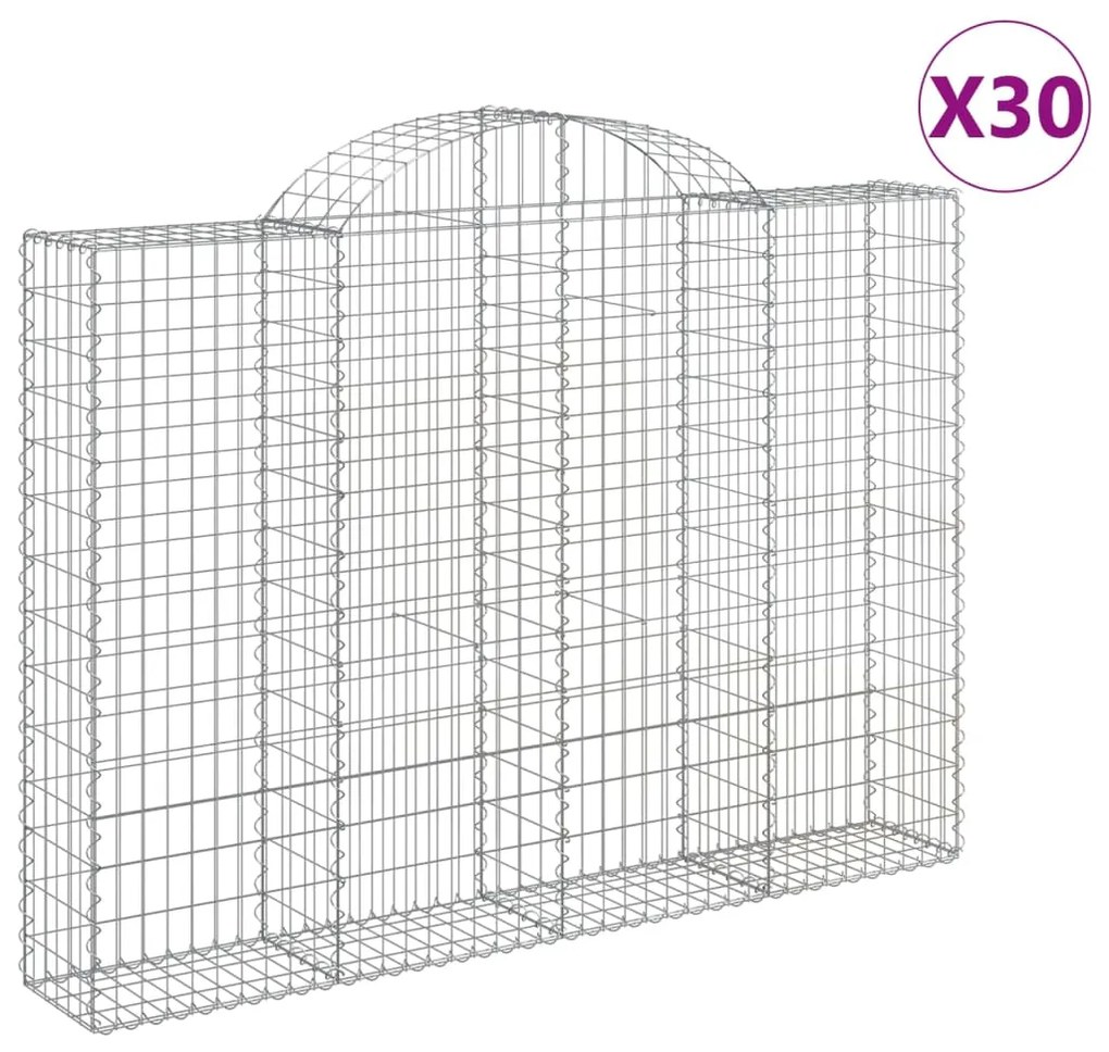 vidaXL Συρματοκιβώτια Τοξωτά 30 τεμ. 200x30x140/160 εκ. Γαλβαν. Ατσάλι