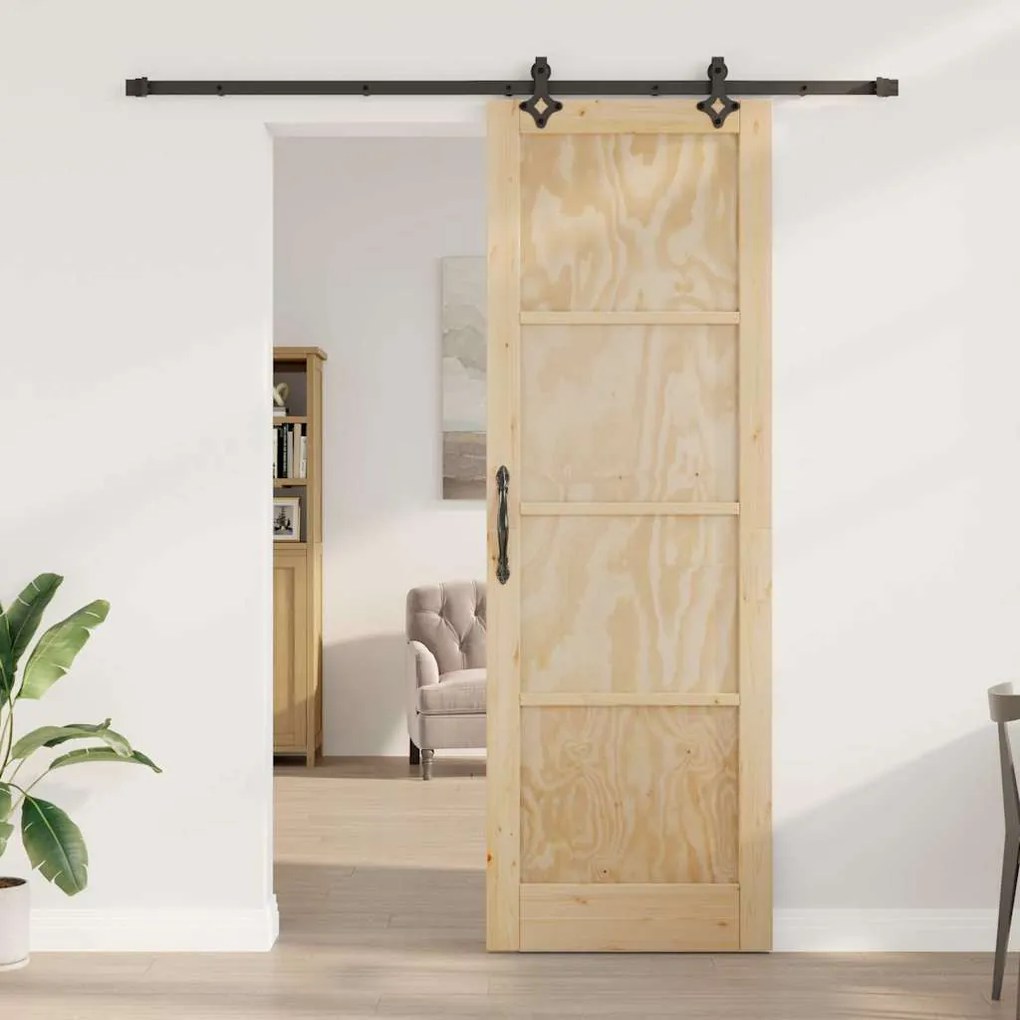 vidaXL Σετ Συρόμενης Πόρτας ORKDAL Φυσικό και μαύρο 78 x 232 cm