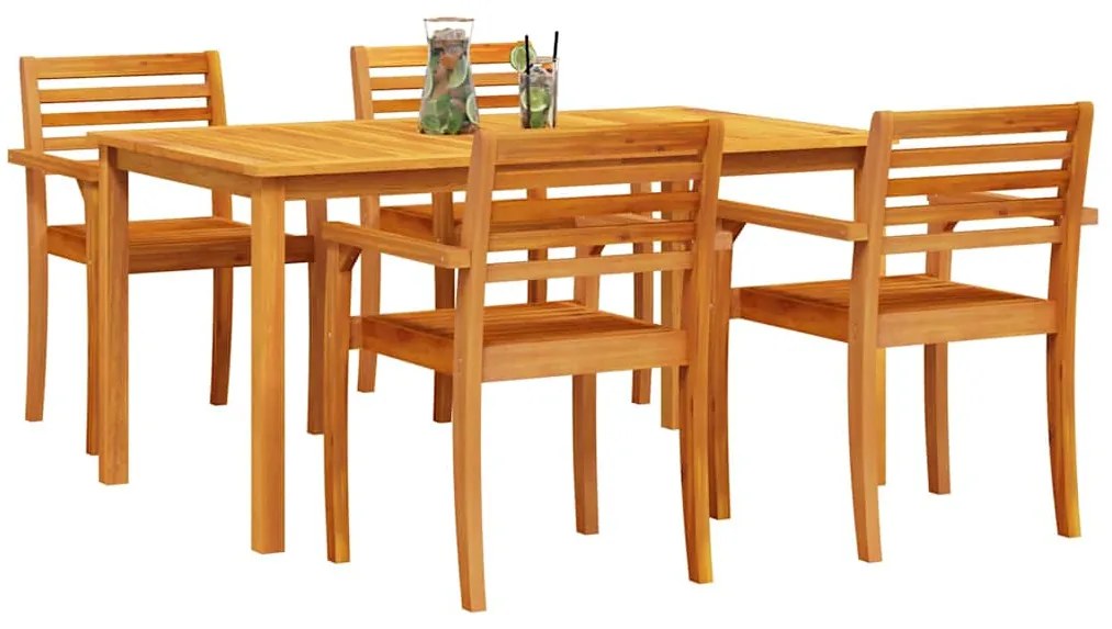 vidaXL Σέτ φαγητού για κήπο 5 pcs Καφέ Μασίφ ξύλο ακακίας