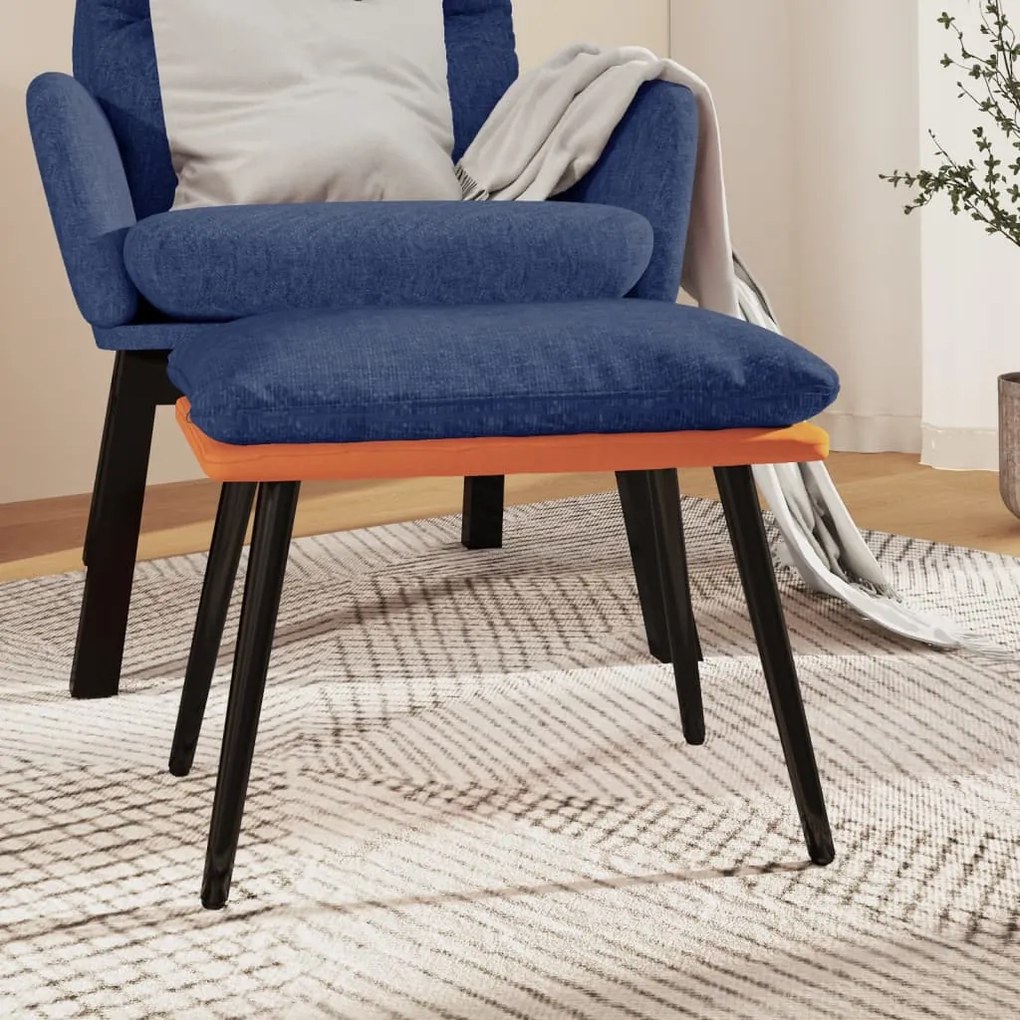 vidaXL Υποπόδιο Μπλε&Πορτοκαλί 45x29,5x35 εκ. Ύφασμα & Συνθετικό Δέρμα
