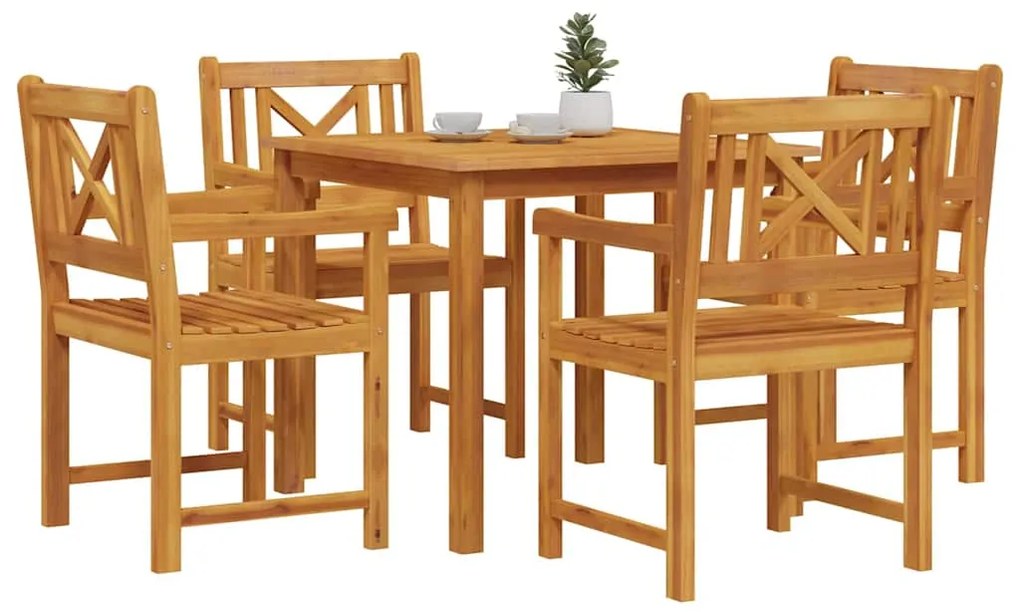 vidaXL Σέτ φαγητού για κήπο 5 pcs Καφέ Μασίφ ξύλο ακακίας