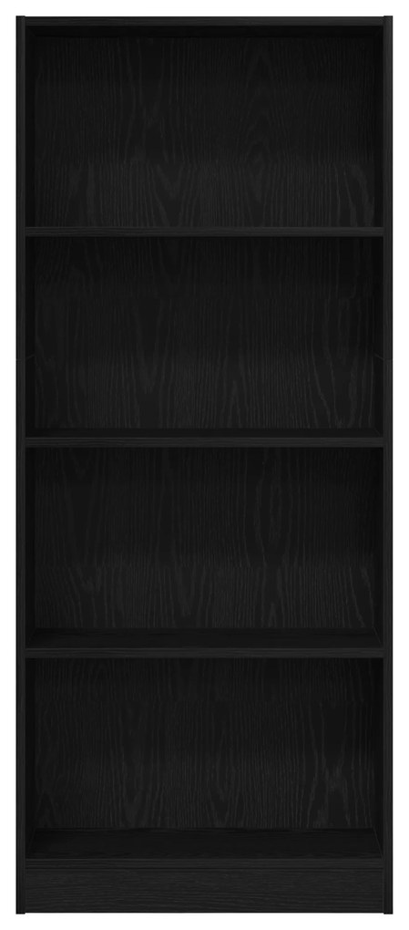 vidaXL Μαύρη Δρύινη Βιβλιοθήκη - 60 x 24 x 143 εκ - Κατασκευασμένη από Επεξεργασμένο Ξύλο