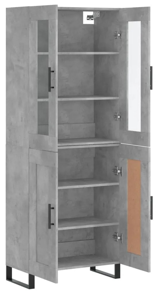 vidaXL Ντουλάπι Γκρι Σκυροδέματος 69,5x34x180 εκ. Επεξεργασμένο Ξύλο