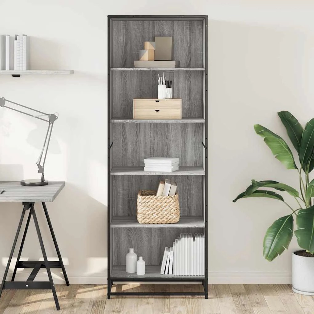 Βιβλιοθήκη Γκρι Sonoma 60x35x170,5 cm Ξύλινη κατασκευή - Γκρι