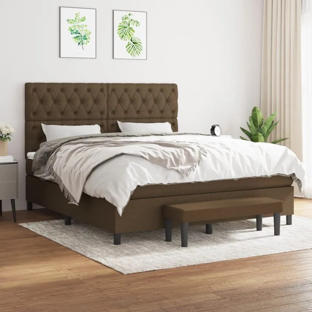 ΚΡΕΒΑΤΙ BOXSPRING ΜΕ ΣΤΡΩΜΑ ΣΚΟΥΡΟ ΚΑΦΕ 160X200 ΕΚ ΥΦΑΣΜΑΤΙΝΟ 3136848