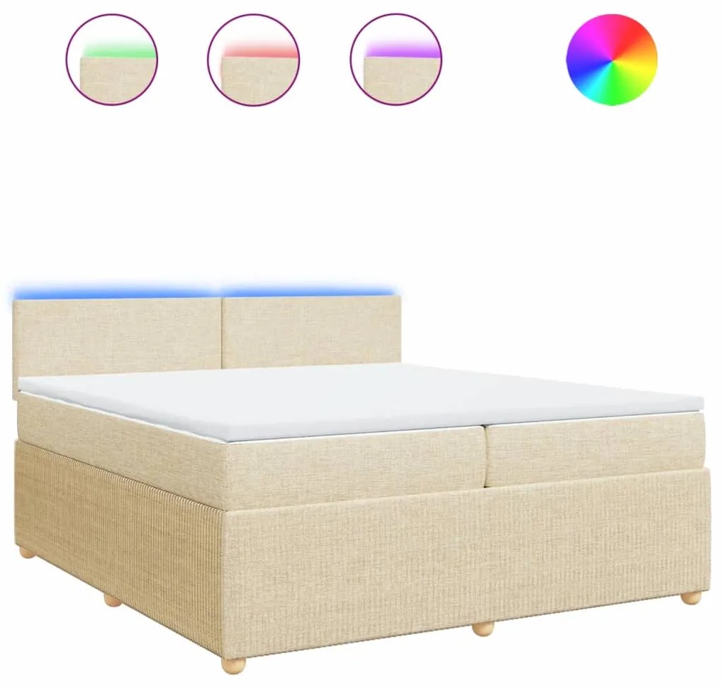 vidaXL Κρεβάτι Boxspring με Στρώμα Κρεμ 200x200 εκ. Υφασμάτινο