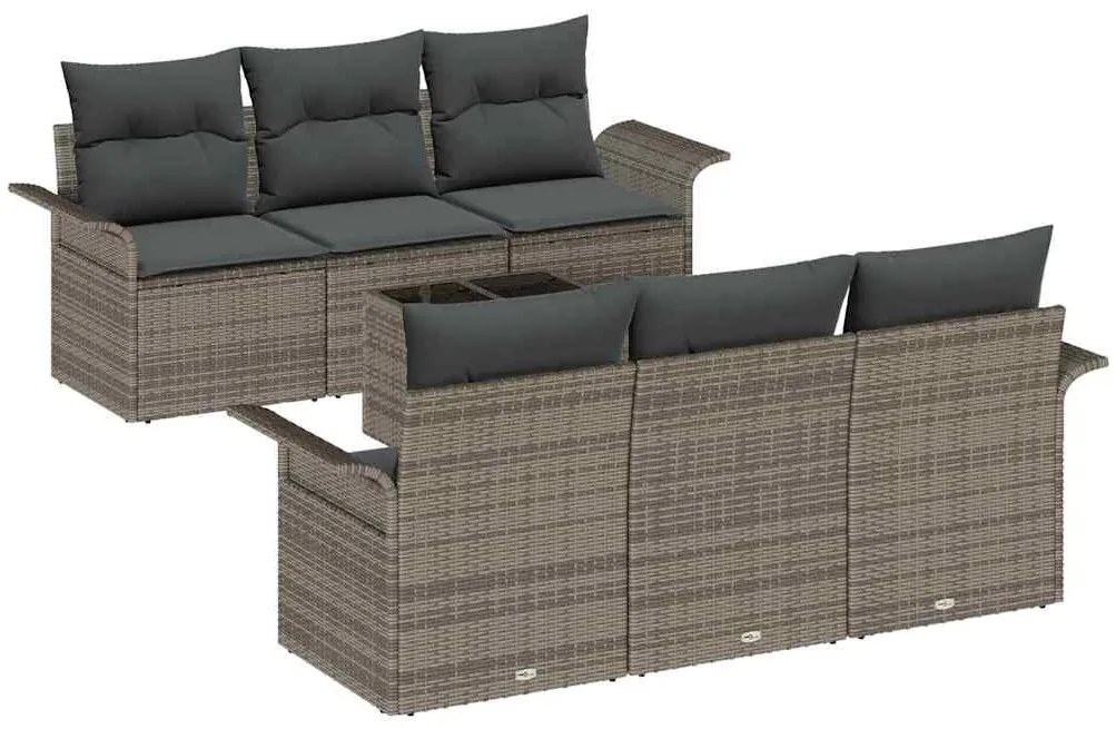 vidaXL Σετ Καναπέ Κήπου 7 pcs Γκρι Πολυ ράταν