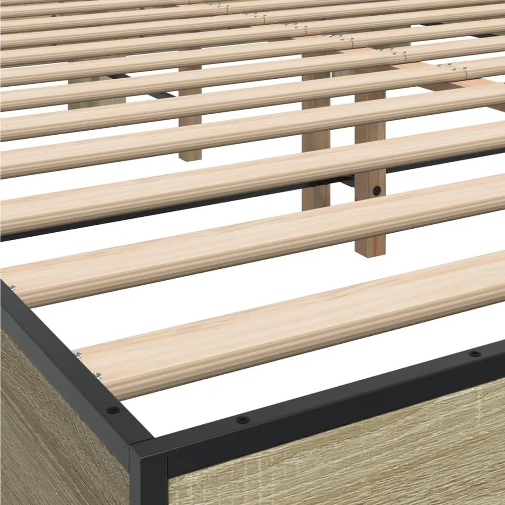 vidaXL Πλαίσιο Κρεβατιού Sonoma Δρυς 150x200 εκ. Επεξ. Ξύλο &amp; Μέταλλο