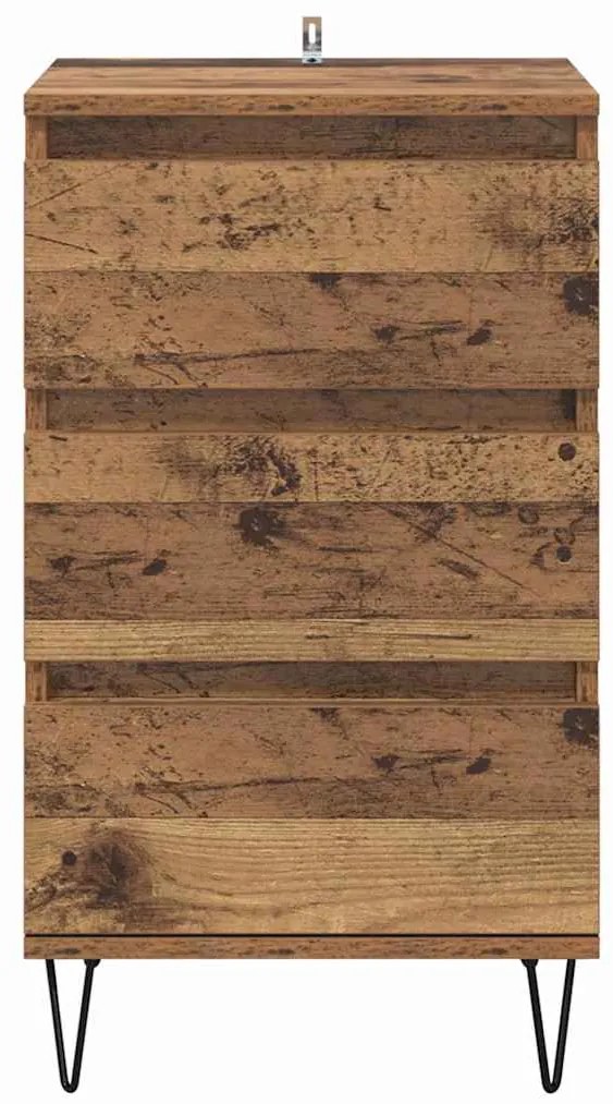 vidaXL Πλαϊνό γραφείο με συρτάρι Παλιό Ξύλο 40 x 35 x 70 εκ.