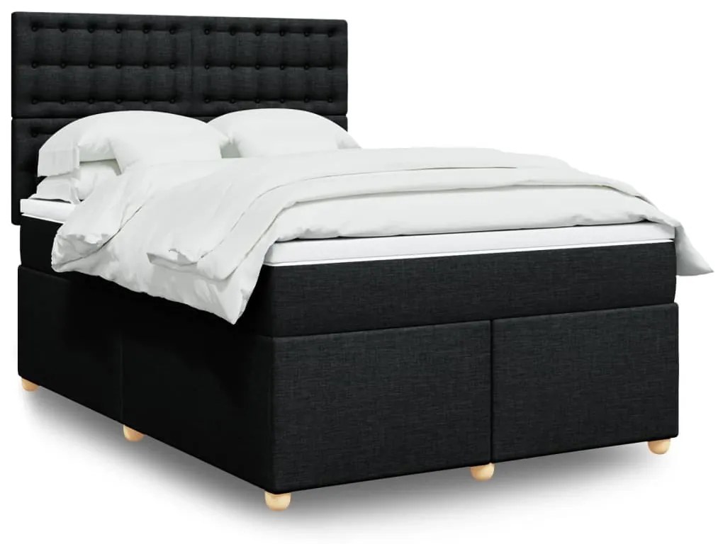 vidaXL Κρεβάτι Boxspring με Στρώμα Μαύρο 140x200 εκ. Υφασμάτινο