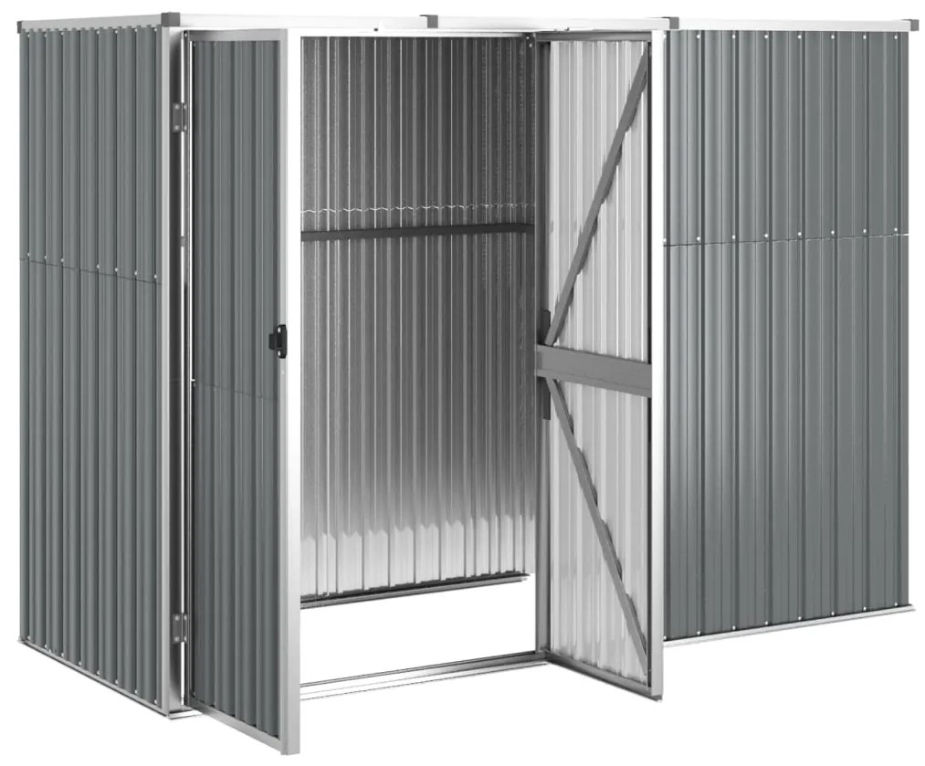 vidaXL Αποθήκη Εργαλείων Κήπου Γκρι 225 x 89 x 161 εκ. Γαλβαν. Ατσάλι