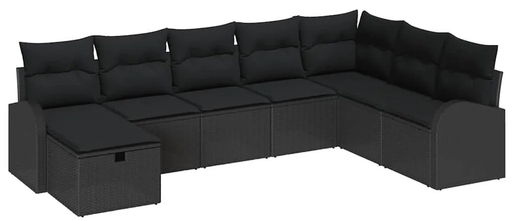 vidaXL Σετ Καναπέ Κήπου 8 pcs Μαύρο 289 x 179 x 85 εκ. Πολυ ράταν