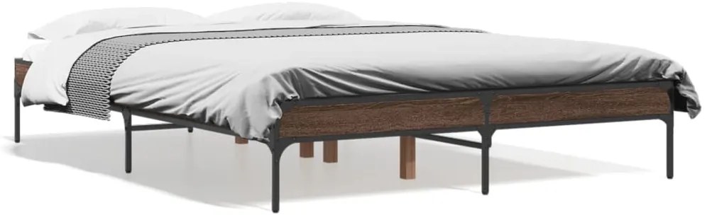 vidaXL Πλαίσιο Κρεβατιού Καφέ Δρυς 120x200 εκ. Επεξ. Ξύλο & Μέταλλο