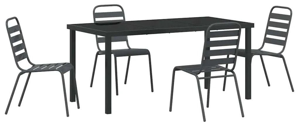 vidaXL Σέτ φαγητού για κήπο 5 pcs Σκούρο γκρι Ατσάλι