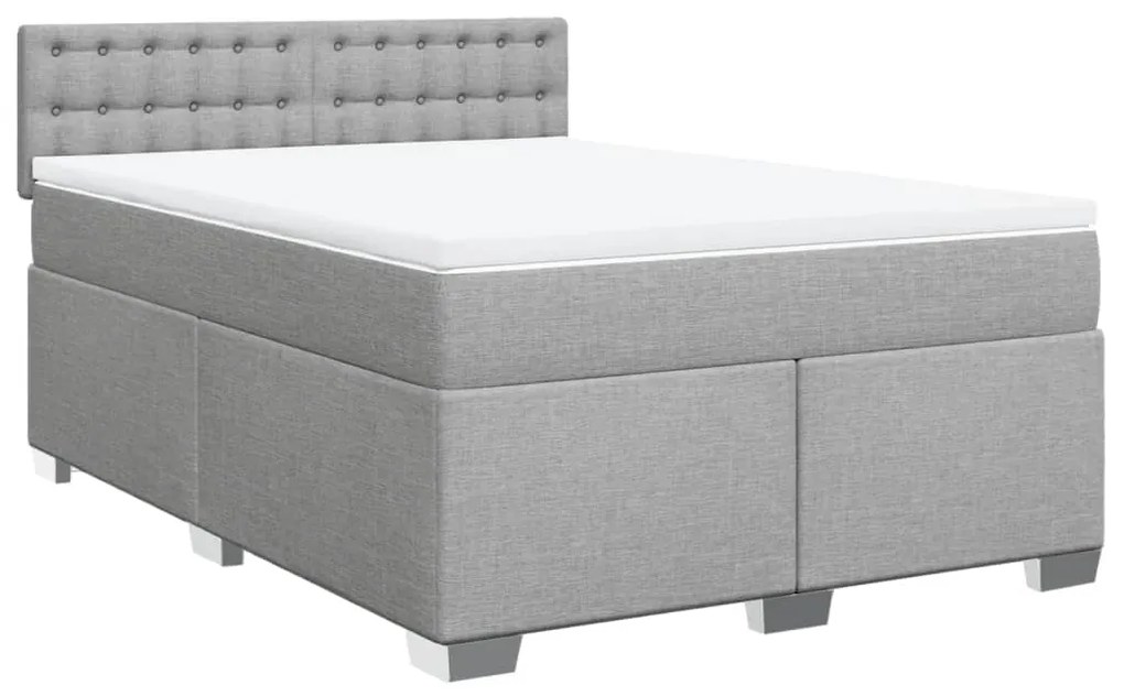 vidaXL Κρεβάτι Boxspring με Στρώμα Ανοιχτό Γκρι 140x200 εκ. Υφασμάτινο