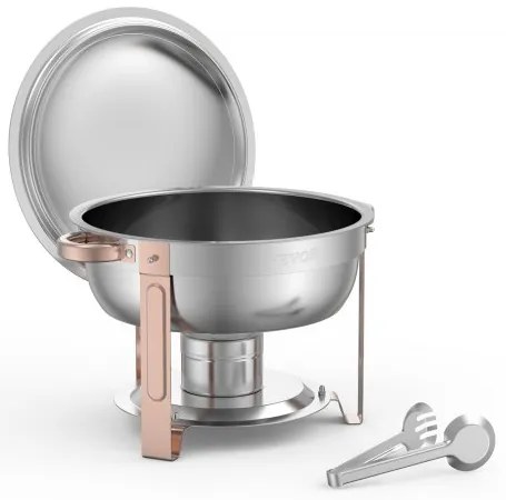 VEVOR 5 Qt 4 Pack Round Chafing Dish Buffet Set Full-Size Pan Stainless Steel