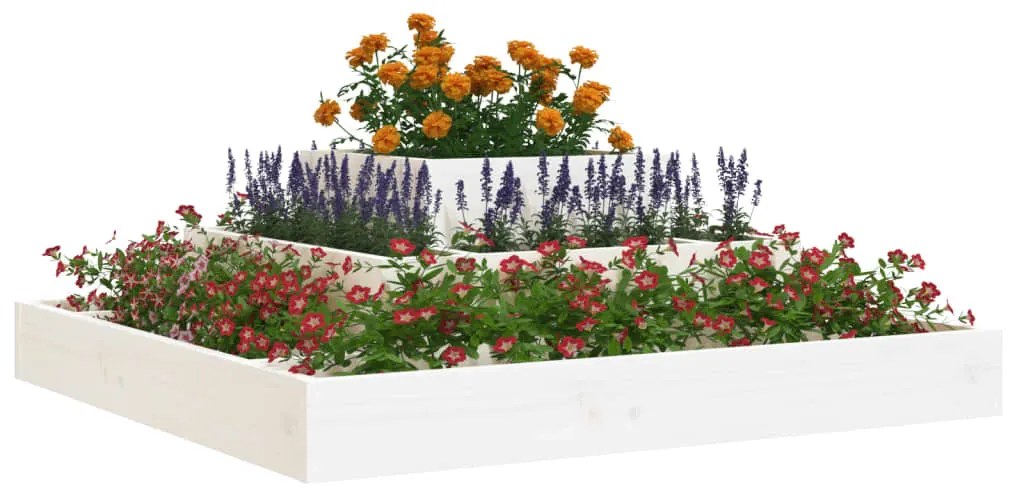 vidaXL Ζαρντινιέρα Λευκή 80 x 80 x 27 εκ. από Μασίφ Ξύλο Πεύκου