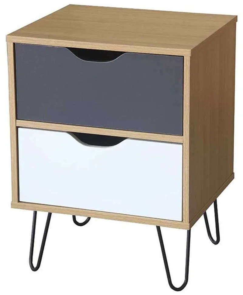 Κομοδίνο Artic Sonoma Grey White 45x39x59,5cm 09-0999 Melamine, Metal