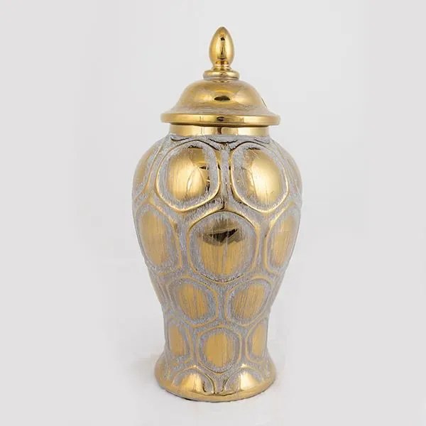 ΒΑΖΟ ΜΕ ΚΑΠΑΚΙ ΚΕΡΑΜΙΚΟ ΓΚΡΙ - ΧΡΥΣΟ 16x16x33.8cm|752-20019