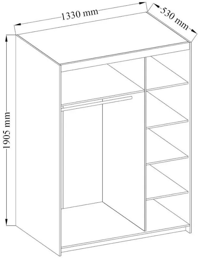 Ντουλάπα Ester Plus Τρίφυλλη -Sonoma