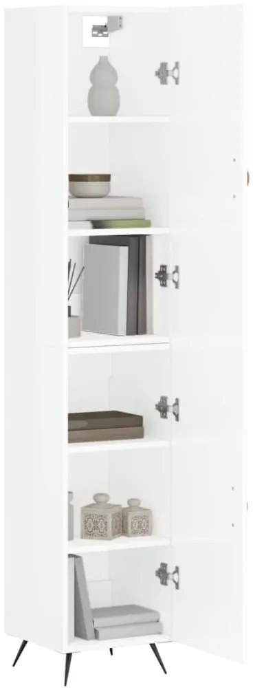 vidaXL Ντουλάπι Γυαλ. Λευκό 34,5 x 34 x 180 εκ. από Επεξεργασμένο Ξύλο