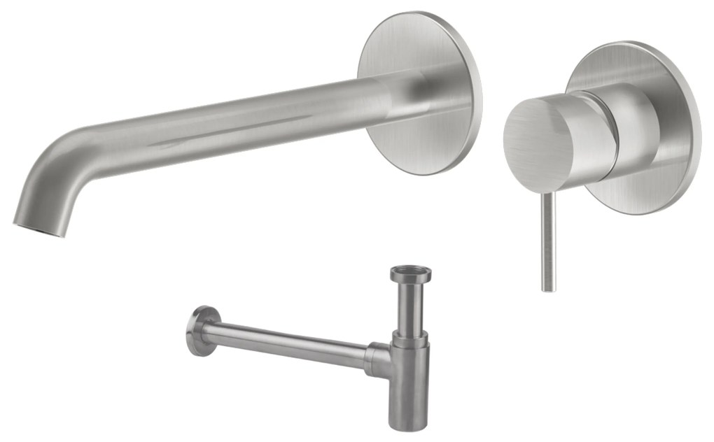 La Torre ELLE 316 inox Brushed Μπαταρία Νιπτήρος εντοιχισμού 2 οπών+Σιφών 35032-111 N0262-111