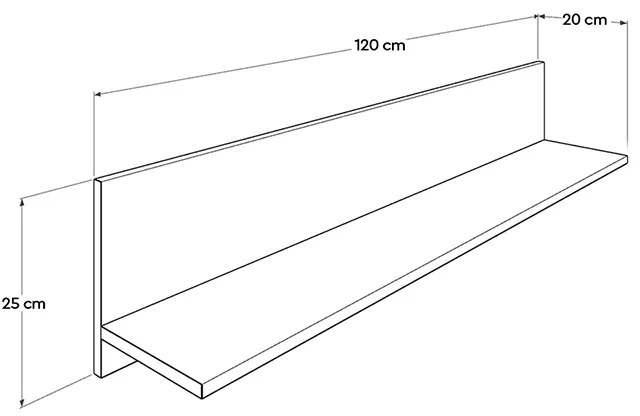 Ραφιέρα τοίχου μελαμίνης Flat Megapap σε χρώμα λευκό 120x20x25εκ.